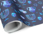 Happy Hanukkah Party Schöne blaue Dekoration Geschenkpapier<br><div class="desc">Happy Hanukkah Party Schöne blaue Dekoration, jüdischer Urlaub, Wrapping Paper. Jüdischer Holiday Hanukkah Hintergrund mit traditionellen Chanukah-Symbole - Holzdreigel (Kreisel), Donuts, Gold Menorah, Kerzen, Stern von David und leuchtend blauen Lichter Wallpaper Muster. Hanukkah Festival Event Dekoration. Jerusalem, Israel. Party- und Handwerksartikel > Geschenkartikel > Umschlagpapier. Entwerfen mit Textvorlage. Personalisieren Sie...</div>