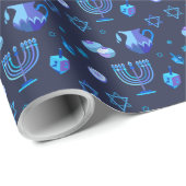 Happy Hanukkah Party Schöne blaue Dekoration Geschenkpapier (Rolleneckpunkt)