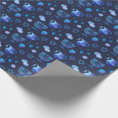 Happy Hanukkah Party Schöne blaue Dekoration Geschenkpapier (Ecke)