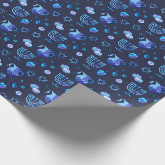 Happy Hanukkah Party Schöne blaue Dekoration Geschenkpapier (Ecke)