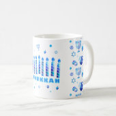 Happy Hanukkah Party Schöne blaue Dekoration Kaffeetasse (VorderseiteRechts)