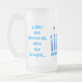 Happy Hanukkah Party Schöne blaue Dekoration Mattglas Bierglas