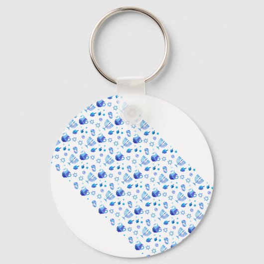 Happy Hanukkah Party Schöne blaue Dekoration Schlüsselanhänger (Vorderseite)