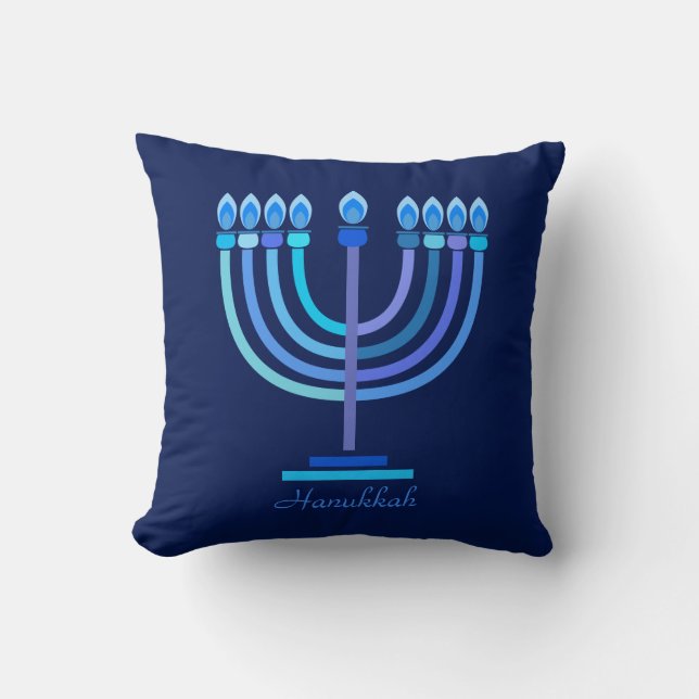 Happy Hanukkah Party Schönes Blue Mandala Dekor Kissen (Vorderseite)