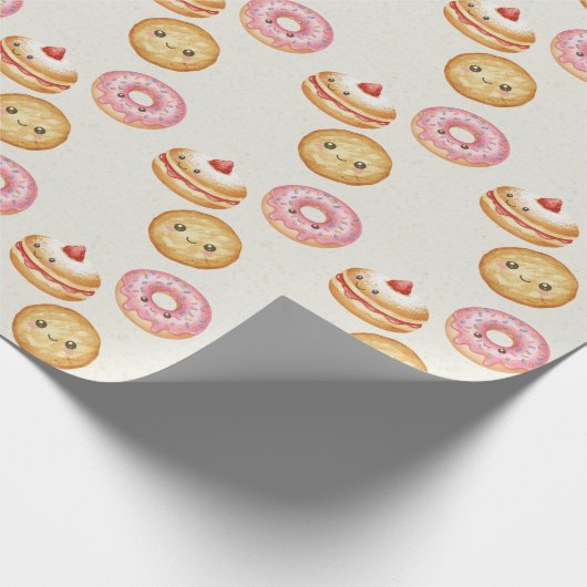 Happy Hanukkah Pattern - Cute Donuts Geschenkpapier (Ecke)