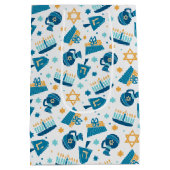 Happy Hanukkah Pattern Geschenktasche Mittlere Geschenktüte (Rückseite)