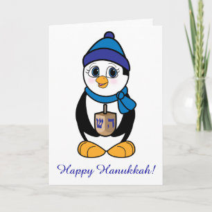 Happy Hanukkah Penguin und Dreidel Feiertagskarte