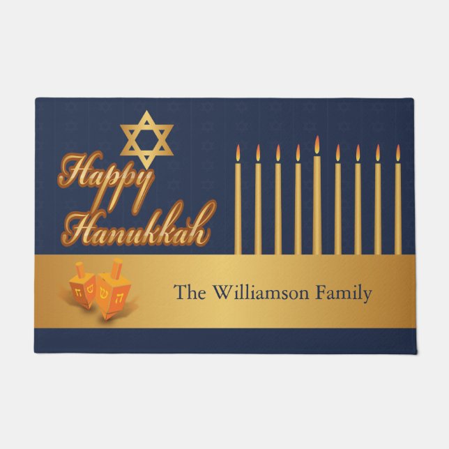Happy Hanukkah Personalisiert Door Mat Fußmatte (Vorderseite)