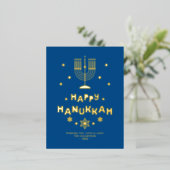 "Happy Hanukkah" personalisiert Folien Feiertagspostkarte (Stehend vorne)