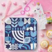 Happy Hanukkah Personalisiert Moderne Menorah & St Pappteller (Party)