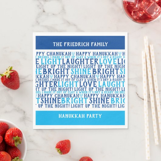 HAPPY HANUKKAH Personalisierter Urlaub wünscht Serviette (Beispiel)