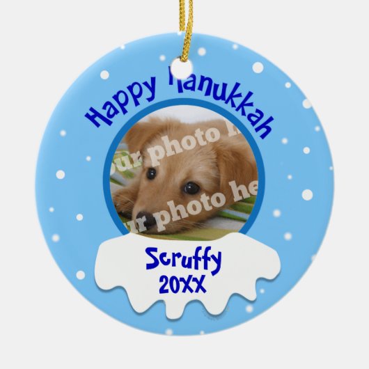 Happy Hanukkah Personalisiertes Foto Ornament (Vorne)