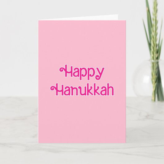 Happy Hanukkah Pink Feiertagskarte (Vorderseite)