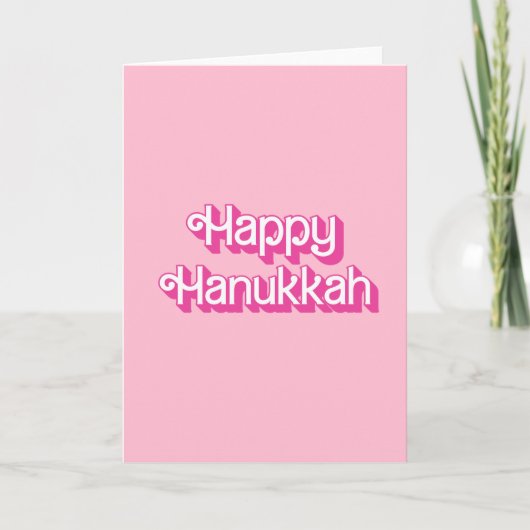Happy Hanukkah Pink Feiertagskarte (Vorderseite)