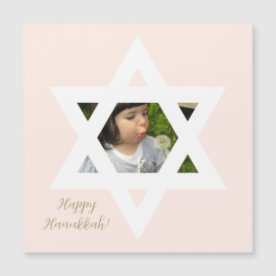 Happy Hanukkah Pink Niedlich Ein Foto Magnetkarte