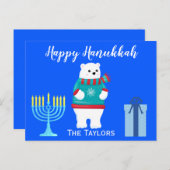 Happy Hanukkah Polar Bear Grüße Feiertagspostkarte (Vorne/Hinten)