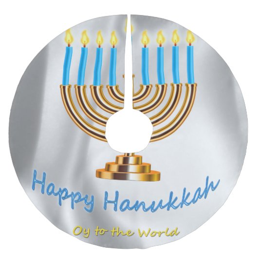 Happy Hanukkah Polyester Weihnachtsbaumdecke (Vorderseite)