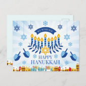 Happy Hanukkah Postkarte (Vorne/Hinten)