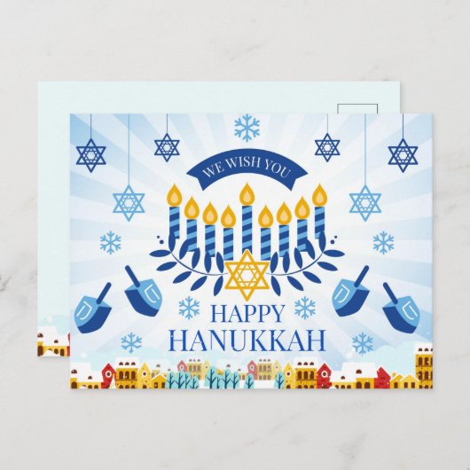 Happy Hanukkah Postkarte (Vorne/Hinten)