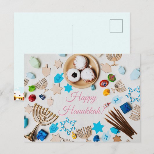 Happy Hanukkah Postkarte (Vorne/Hinten)