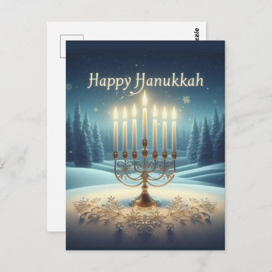 Happy Hanukkah Postkarte (Vorne/Hinten)