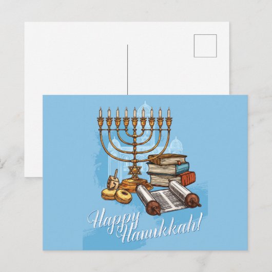 Happy Hanukkah Postkarte (Vorne/Hinten)