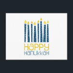 Happy Hanukkah Postkarte<br><div class="desc">Diese Hanukkah-Kerzen machen Ihre Dekoration perfekt.  Perfekt für Handtücher oder Tischsets.</div>