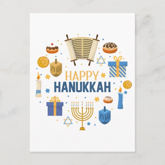 Happy Hanukkah Postkarte (Vorderseite)
