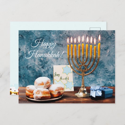Happy Hanukkah Postkarte (Vorne/Hinten)