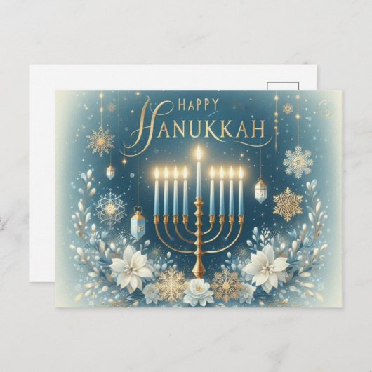 Happy Hanukkah Postkarte (Vorne/Hinten)