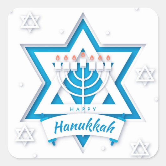 Happy Hanukkah Quadratischer Aufkleber (Vorderseite)