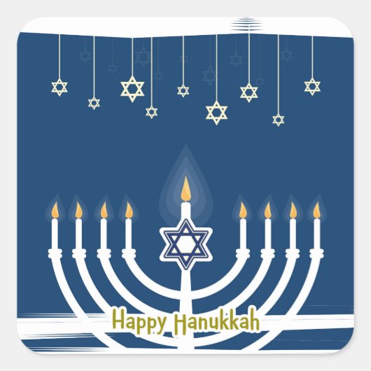 Happy Hanukkah Quadratischer Aufkleber (Vorderseite)