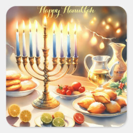 Happy Hanukkah Quadratischer Aufkleber