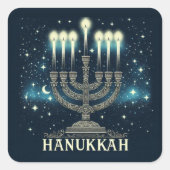 Happy Hanukkah Quadratischer Aufkleber (Vorderseite)