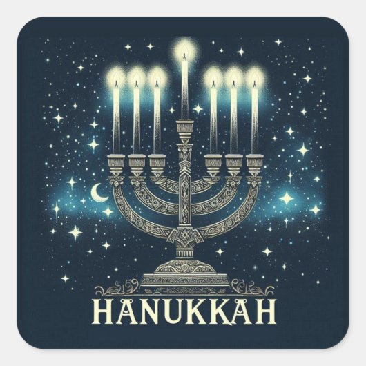 Happy Hanukkah Quadratischer Aufkleber (Vorderseite)