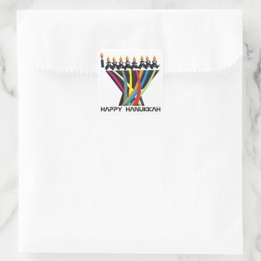 Happy Hanukkah Quadratischer Aufkleber (Tasche)
