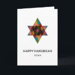 Happy Hanukkah Rainbow Star von David Non Foto Feiertagskarte<br><div class="desc">Wünsche Freunde und Familie "Happy Hanukkah" mit diesem whimsical mehrfarbigen Star von David. Das Jahr ist editierbar mit mehr bearbeitbarem Text im Inneren. Klicken Sie auf "Anpassen",  um Schriftart zu ändern,  Text,  Farbe oder Größe zu verschieben.</div>