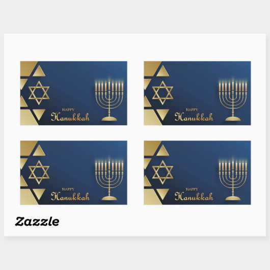 Happy Hanukkah Rechteckiger Aufkleber (Blatt)