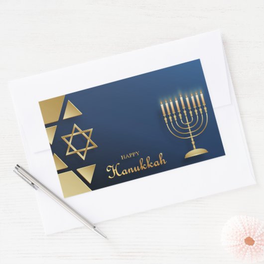 Happy Hanukkah Rechteckiger Aufkleber (Umschlag)