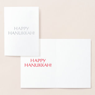Happy Hanukkah, red int letters - silber / gold Folienkarte