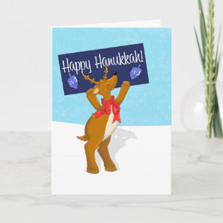 Happy Hanukkah Rentier mit Sign Hanukkah Card Karte