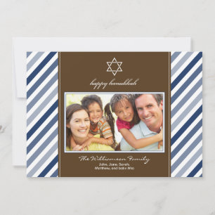Happy Hanukkah Ribbon Family Holiday Card (Marine) Feiertagskarte
