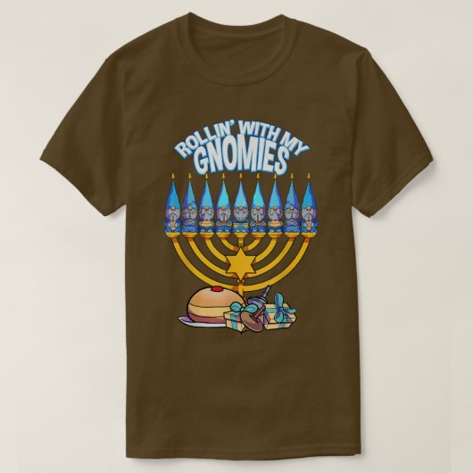 Happy Hanukkah Rollin mit meinen Gnomen jüdische W T-Shirt (Design vorne)