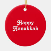 "Happy Hanukkah" Rot-Weiß-Feier Keramik Ornament (Vorne)