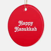 "Happy Hanukkah" Rot-Weiß-Feier Keramik Ornament (Links)