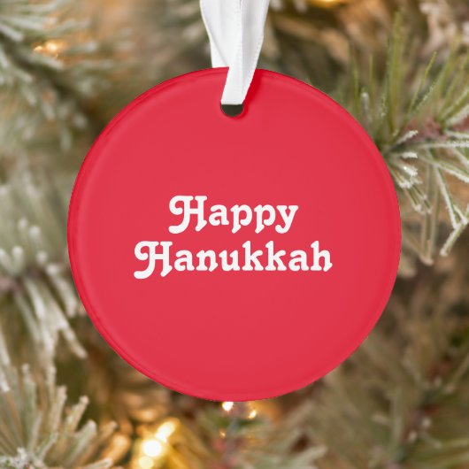 "Happy Hanukkah" Rot-Weiß-Feier Ornament (Baum)