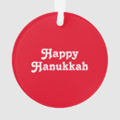 "Happy Hanukkah" Rot-Weiß-Feier Ornament (Rückseite)