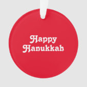 "Happy Hanukkah" Rot-Weiß-Feier Ornament (Vorderseite)