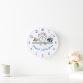 Happy Hanukkah Runde Wanduhr (Zuhause)