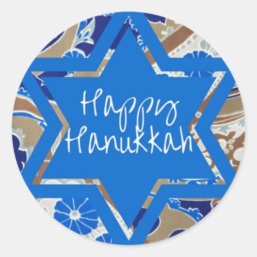 Happy Hanukkah Runder Aufkleber (Vorderseite)